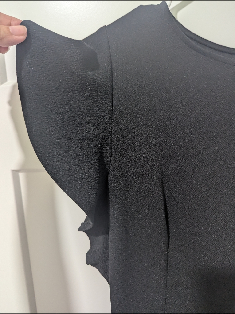 Elegant Black Ruffle Sleeve Dress - Women's - Picture 2 of 6